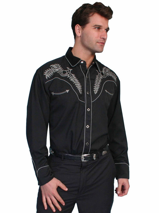 Scully Leather Black Bootstitch Shirt - Scully Leather