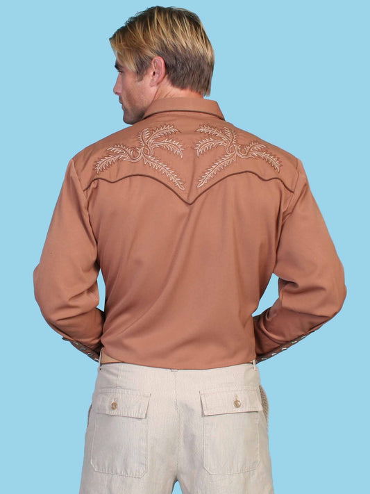 Scully Leather Brown Bootstitch Shirt - Scully Leather