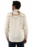 Western Scully 65% polyester 35% rayon Cream Cattle roper embroidered shirt
