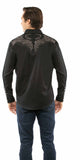 Western Scully 65% polyester 35% rayon Black Emb. Shirt w/studs