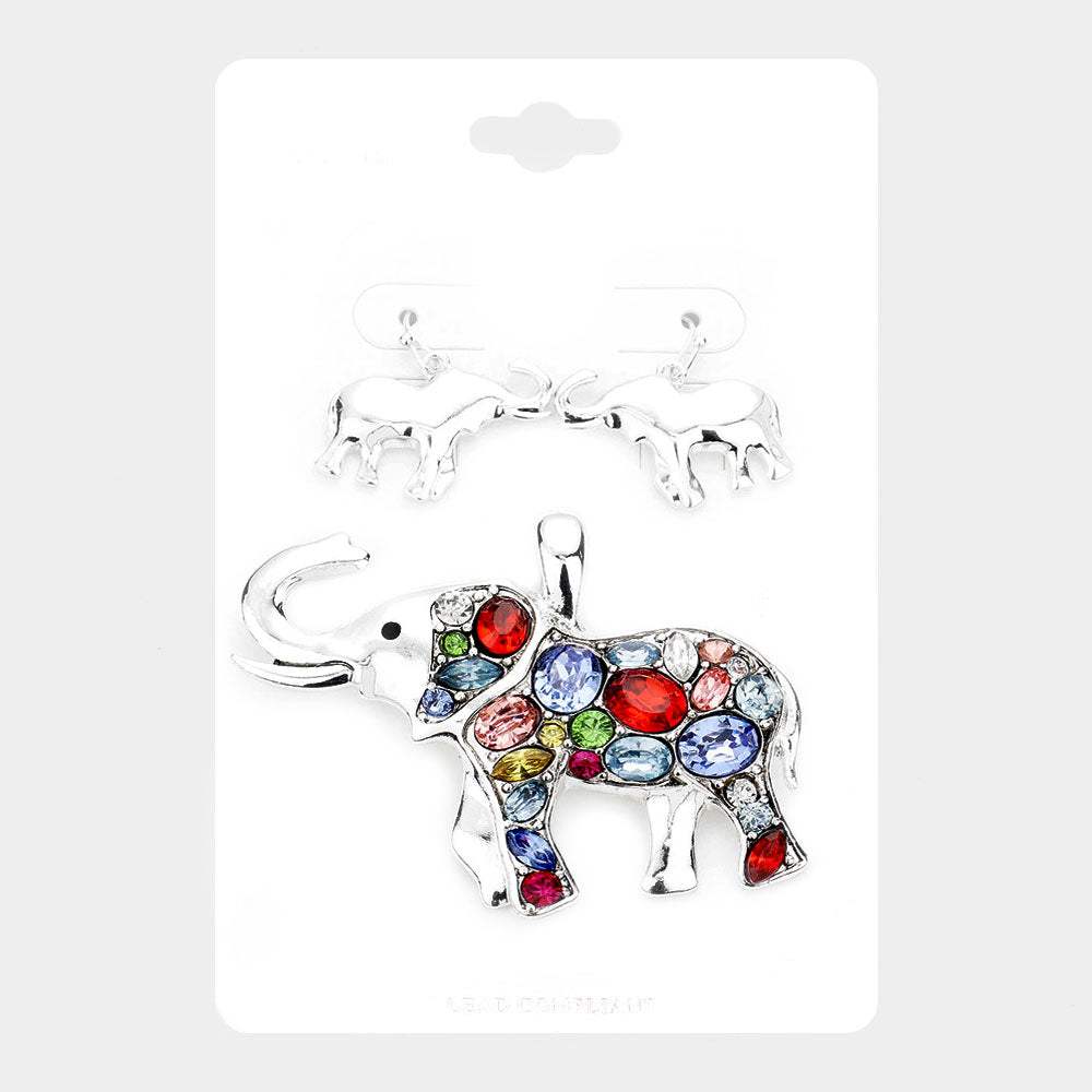 Multi Stone Elephant Magnetic Pendant Set - Madeline Love - Flyclothing LLC