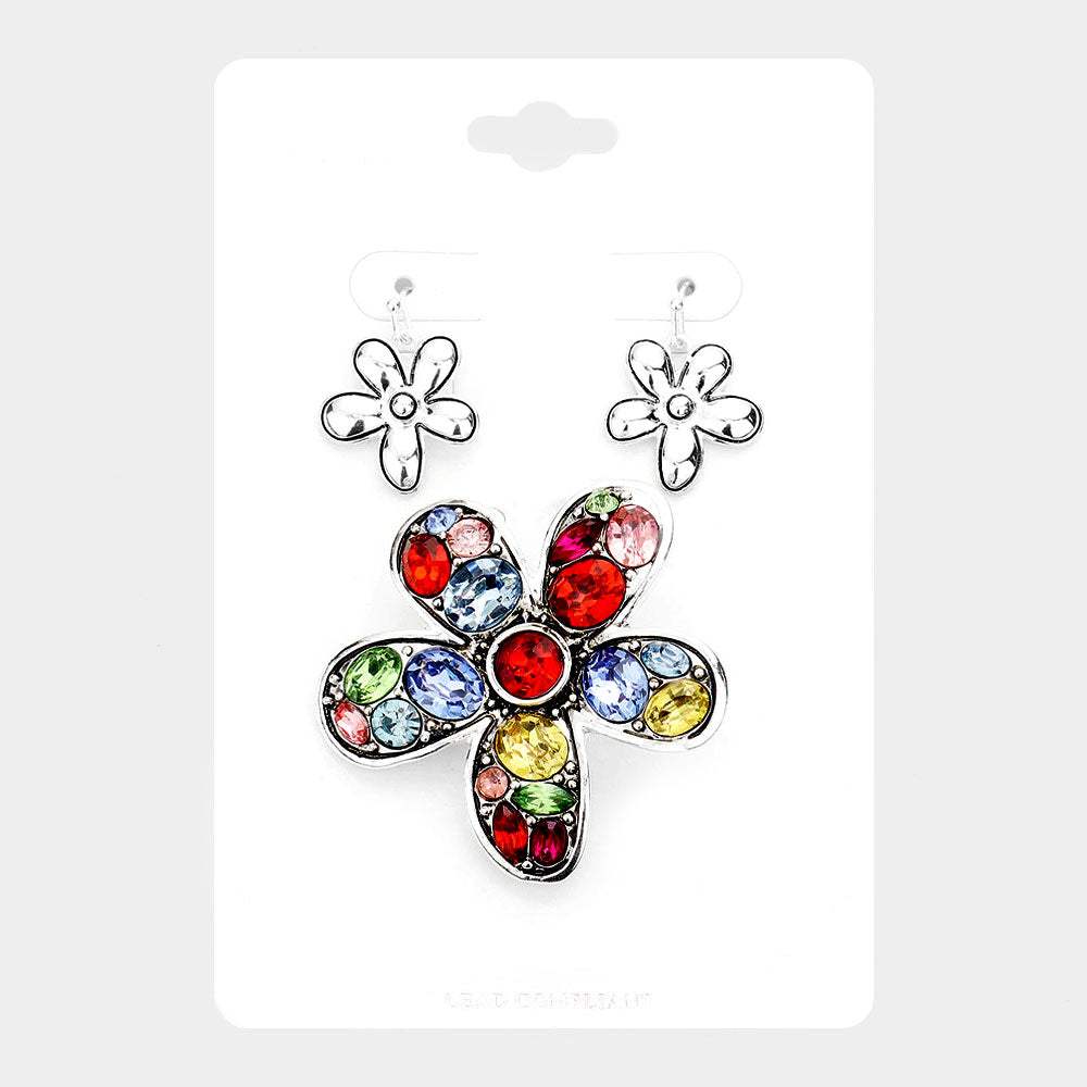 Multi Stone Flower Magnetic Pendant Set - Madeline Love - Flyclothing LLC