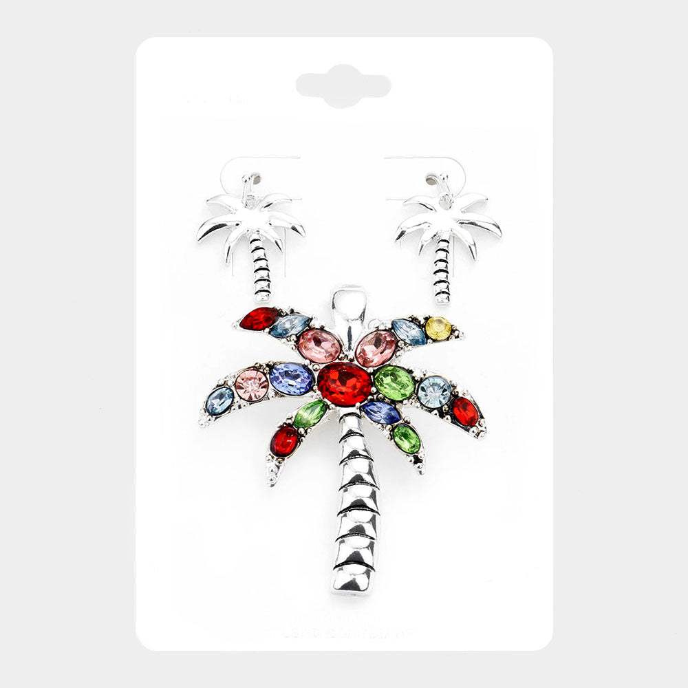 Multi Stone Palm Tree Magnetic Pendant Set - Madeline Love - Flyclothing LLC