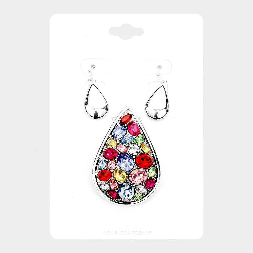 Multi Stone Teardrop Magnetic Pendant Set - Madeline Love - Flyclothing LLC