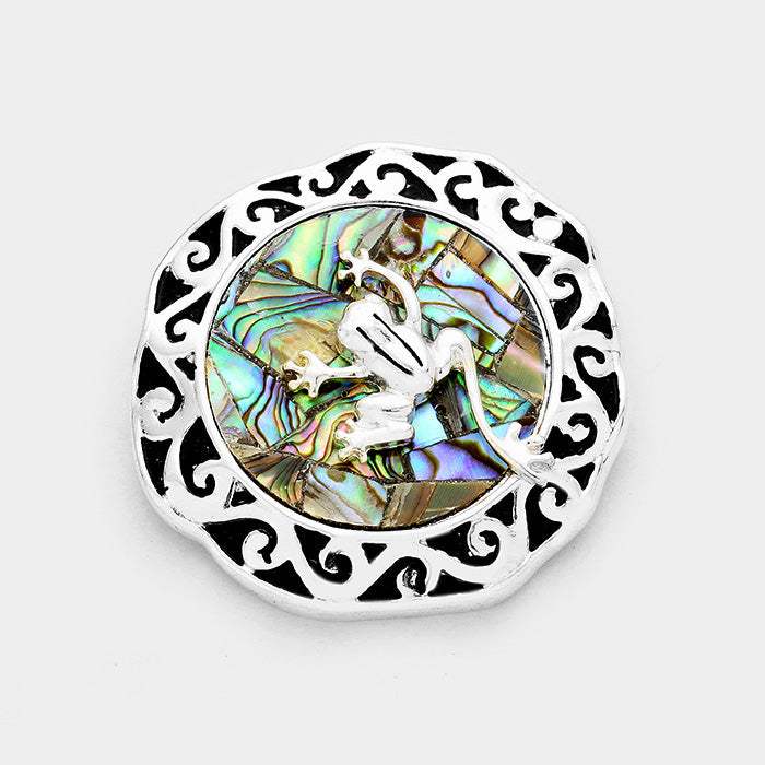 Abalone Embossed Antique Frog Magnetic Pendant - Madeline Love - Flyclothing LLC