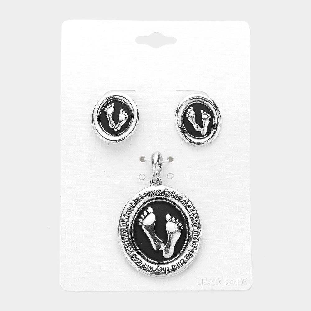 Enamel Baby Footprint Pendant Set - Madeline Love - Flyclothing LLC