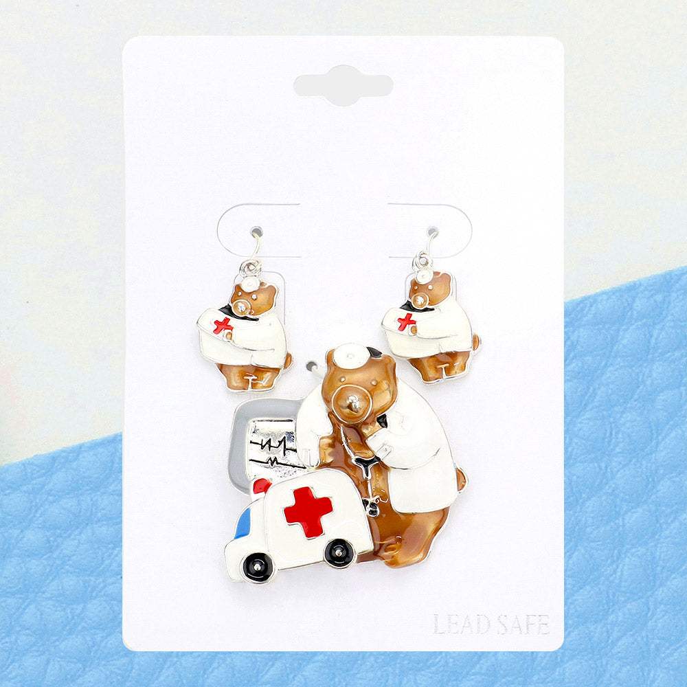 Enamel Doctor Bear Magnetic Pendant Set - Madeline Love - Flyclothing LLC