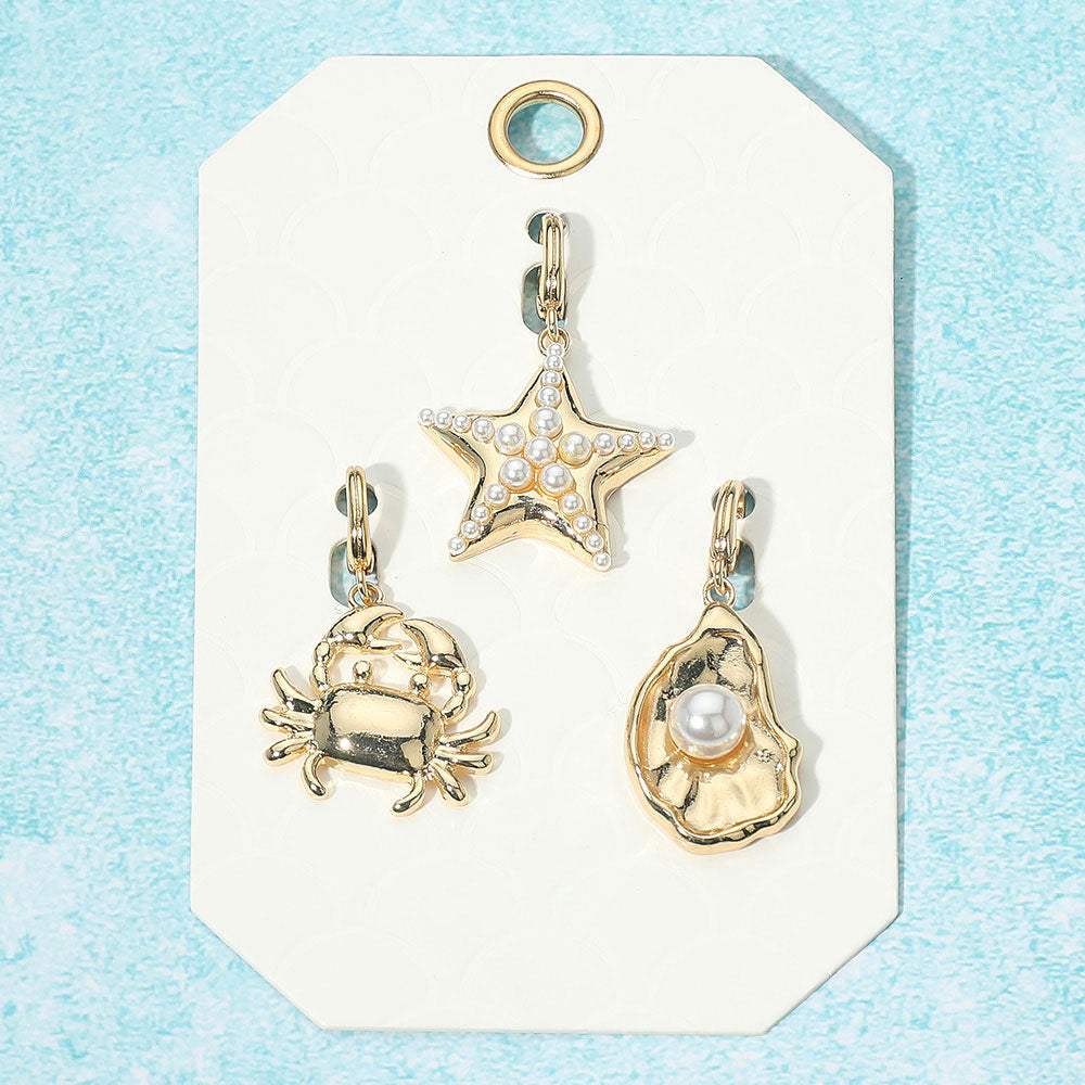 3PCS - Pearl Star Oyster Shell Crab Pendant Set - Madeline Love - Flyclothing LLC