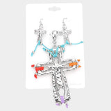 Colorful Hammered Metal Cross Pendant Set - Madeline Love - Flyclothing LLC