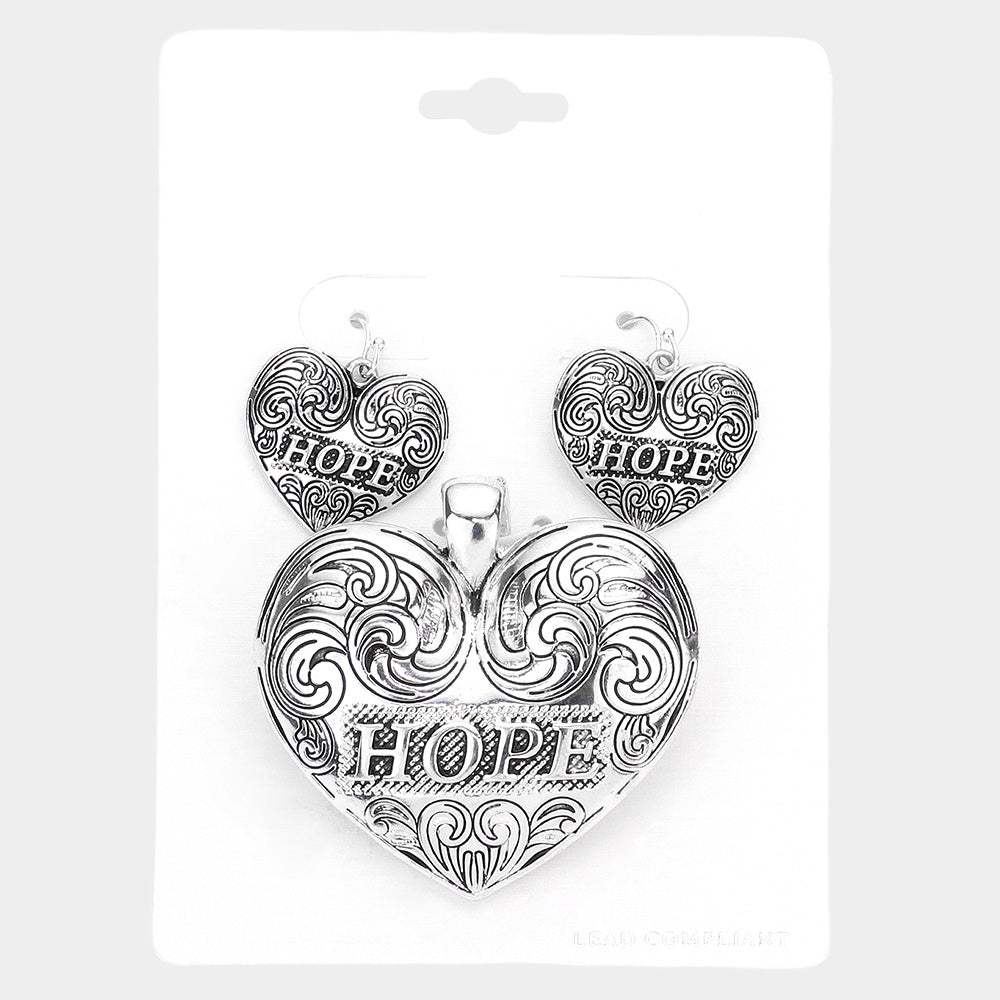 "Hope" Heart Pendant Set - Madeline Love - Flyclothing LLC
