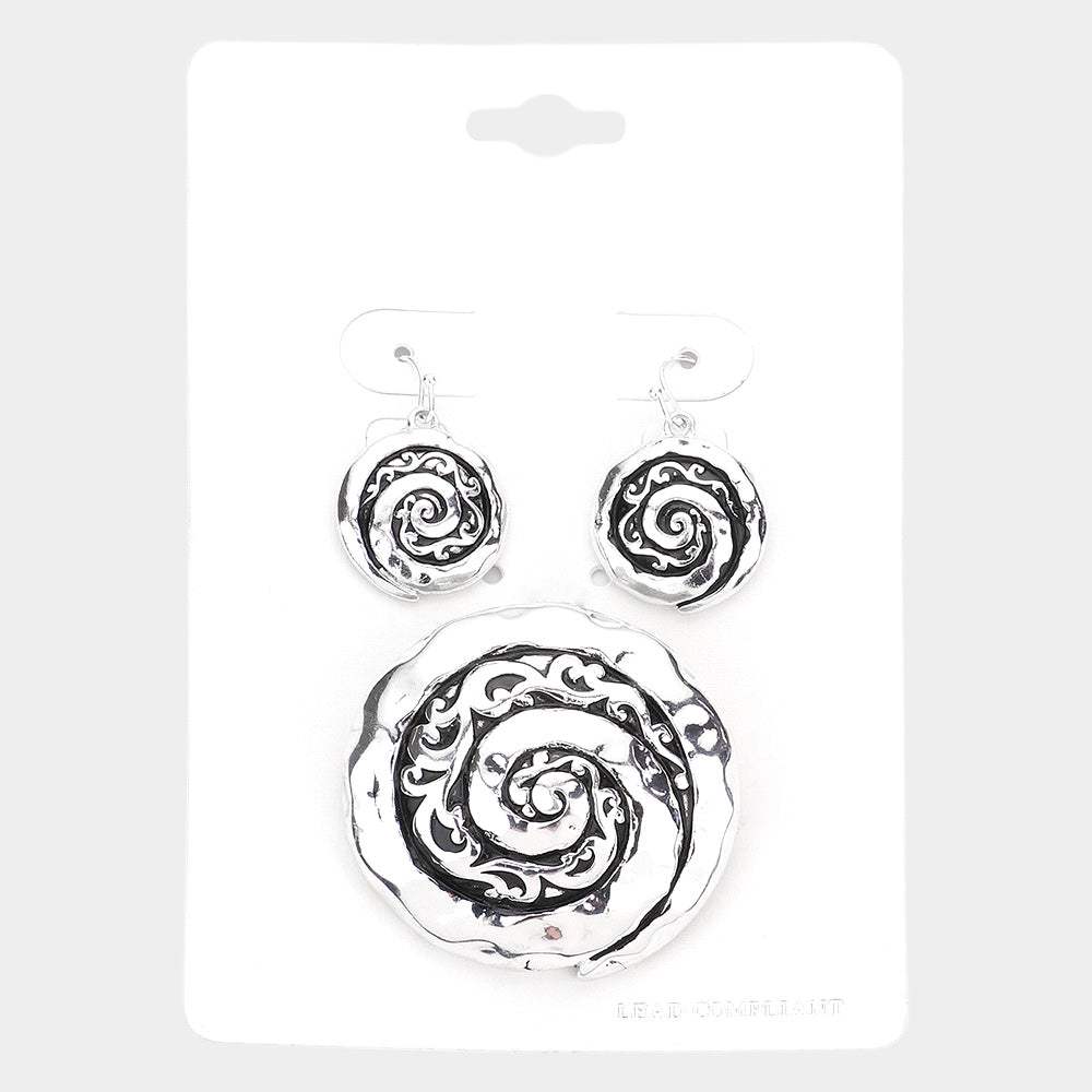 Swirl Metal Filigree Pendant Set - Madeline Love - Flyclothing LLC