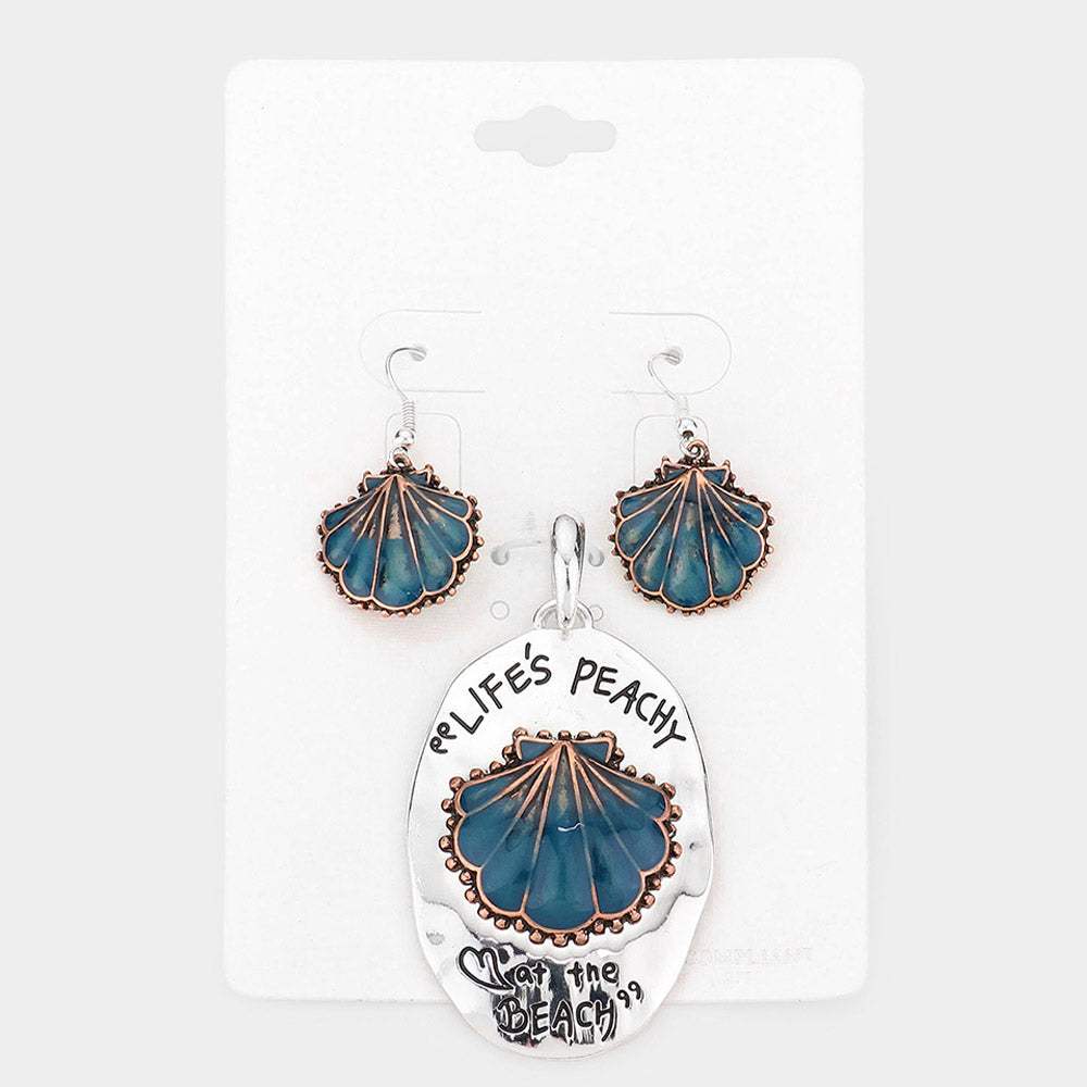 Life's peachy at the beach shell pendant set - Madeline Love - Flyclothing LLC