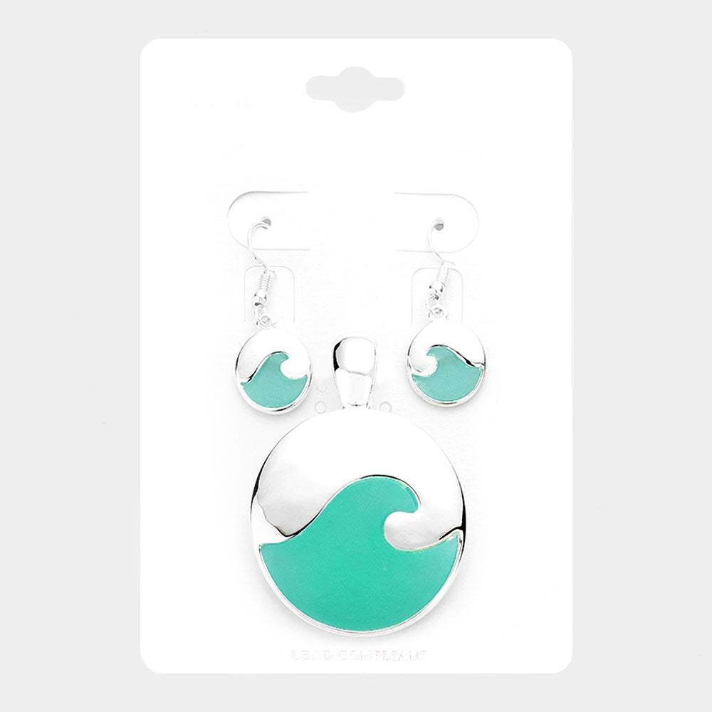 Sea Glass Wave Round Magnetic Pendant Set - Madeline Love - Flyclothing LLC