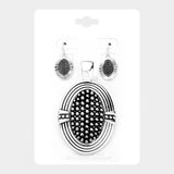 Embossed Dot Stripe Oval Metal Magnetic Pendant Set - Madeline Love - Flyclothing LLC