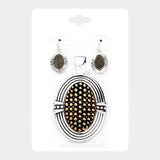 Embossed Dot Stripe Oval Metal Magnetic Pendant Set - Madeline Love - Flyclothing LLC