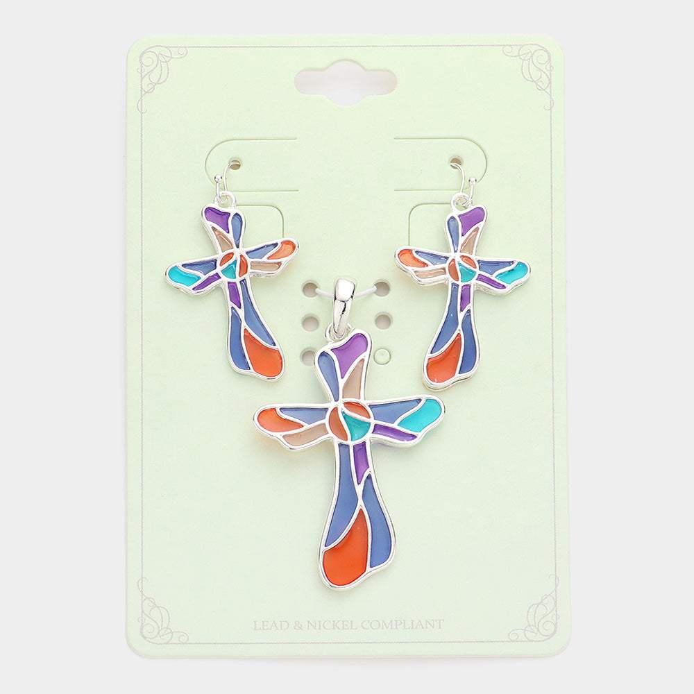 Colorful Cross Pendant Set - Madeline Love - Flyclothing LLC