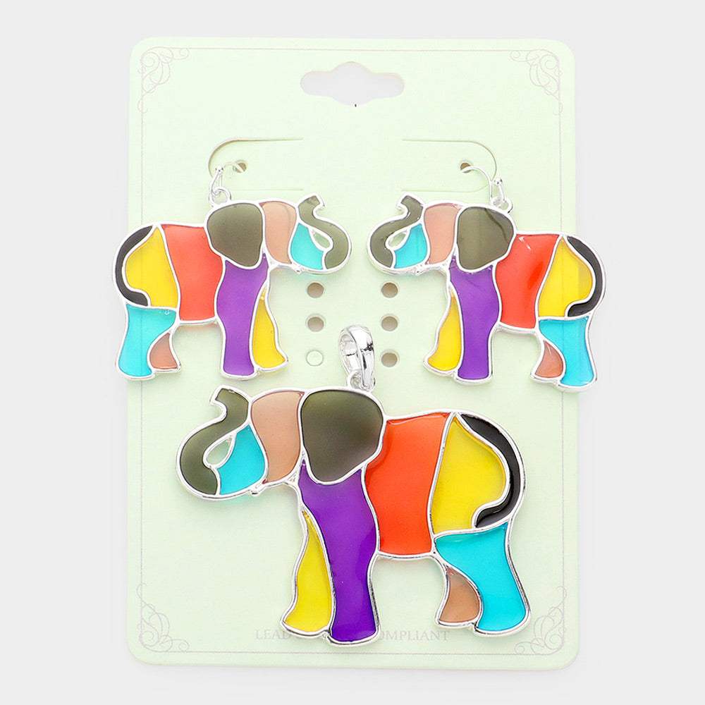 Colorful Elephant Pendant Set - Madeline Love - Flyclothing LLC