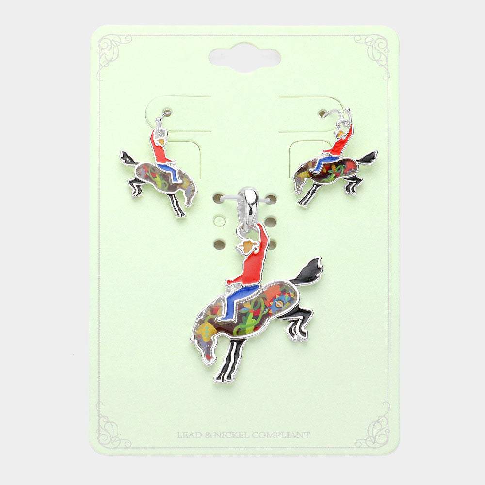 Enamel Cowboy Horse Pendant Set - Madeline Love - Flyclothing LLC