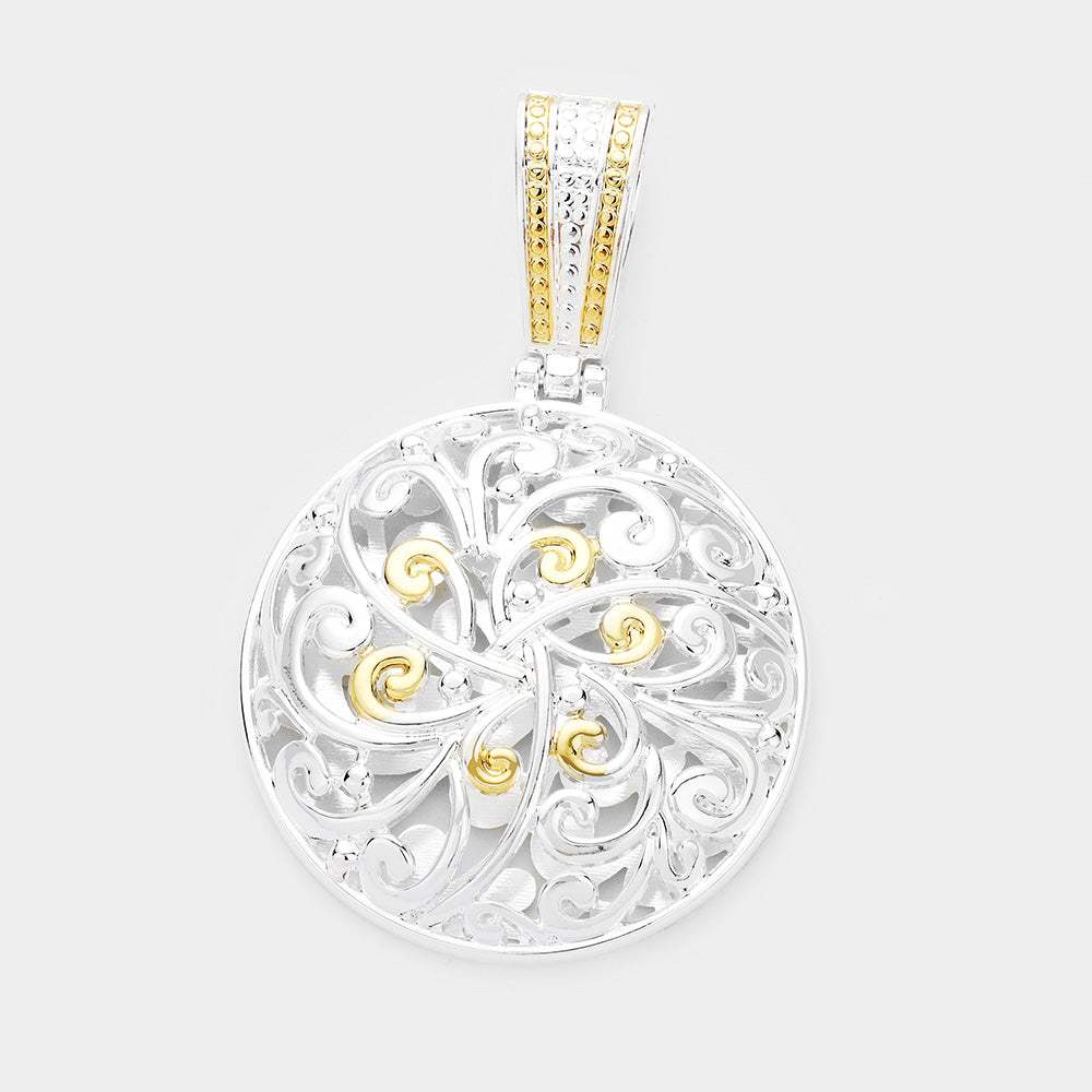 Metal Floral Filigree Magnetic Pendant - Madeline Love - Flyclothing LLC
