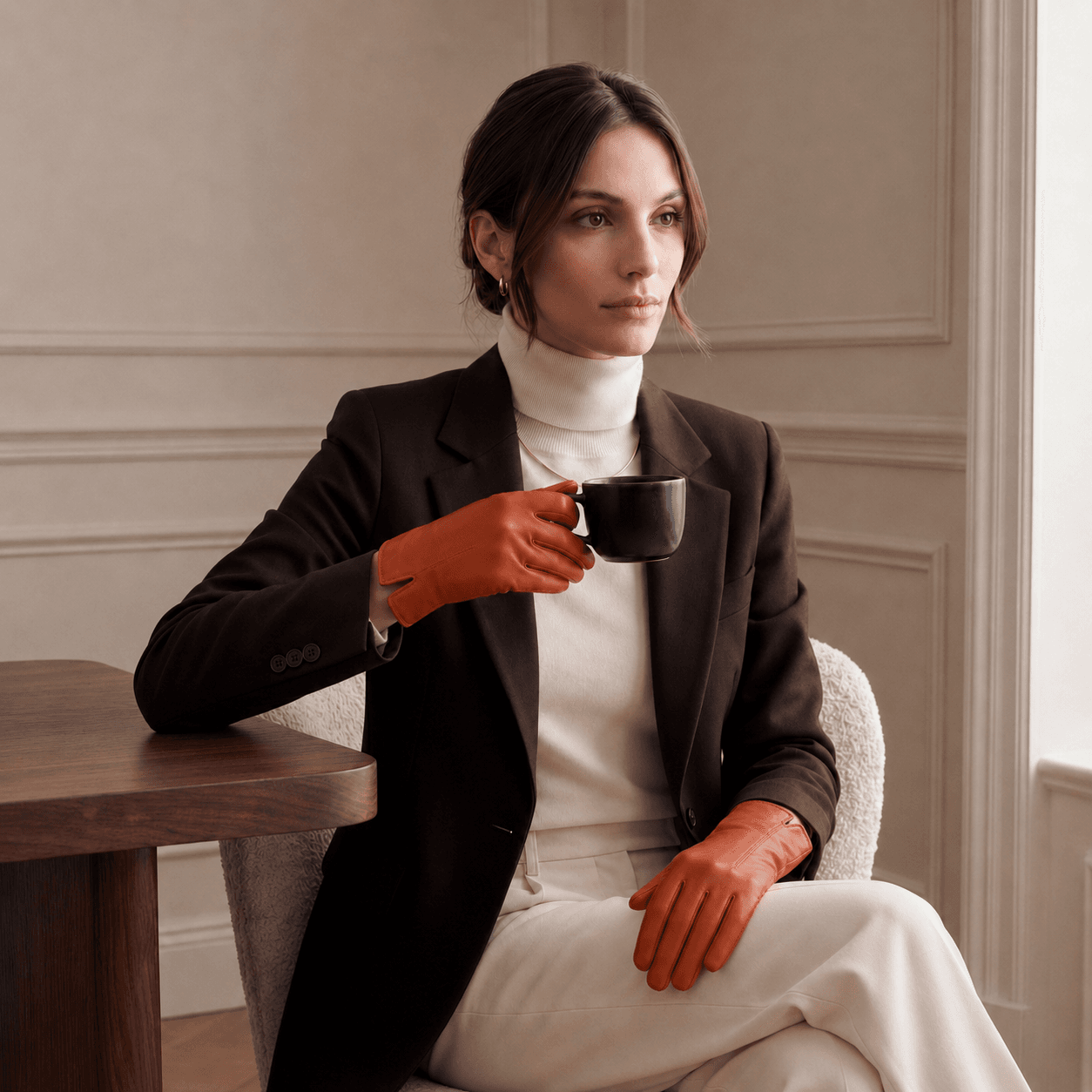 P2666 (orange) – Women’s unlined Italian lambskin leather dress gloves