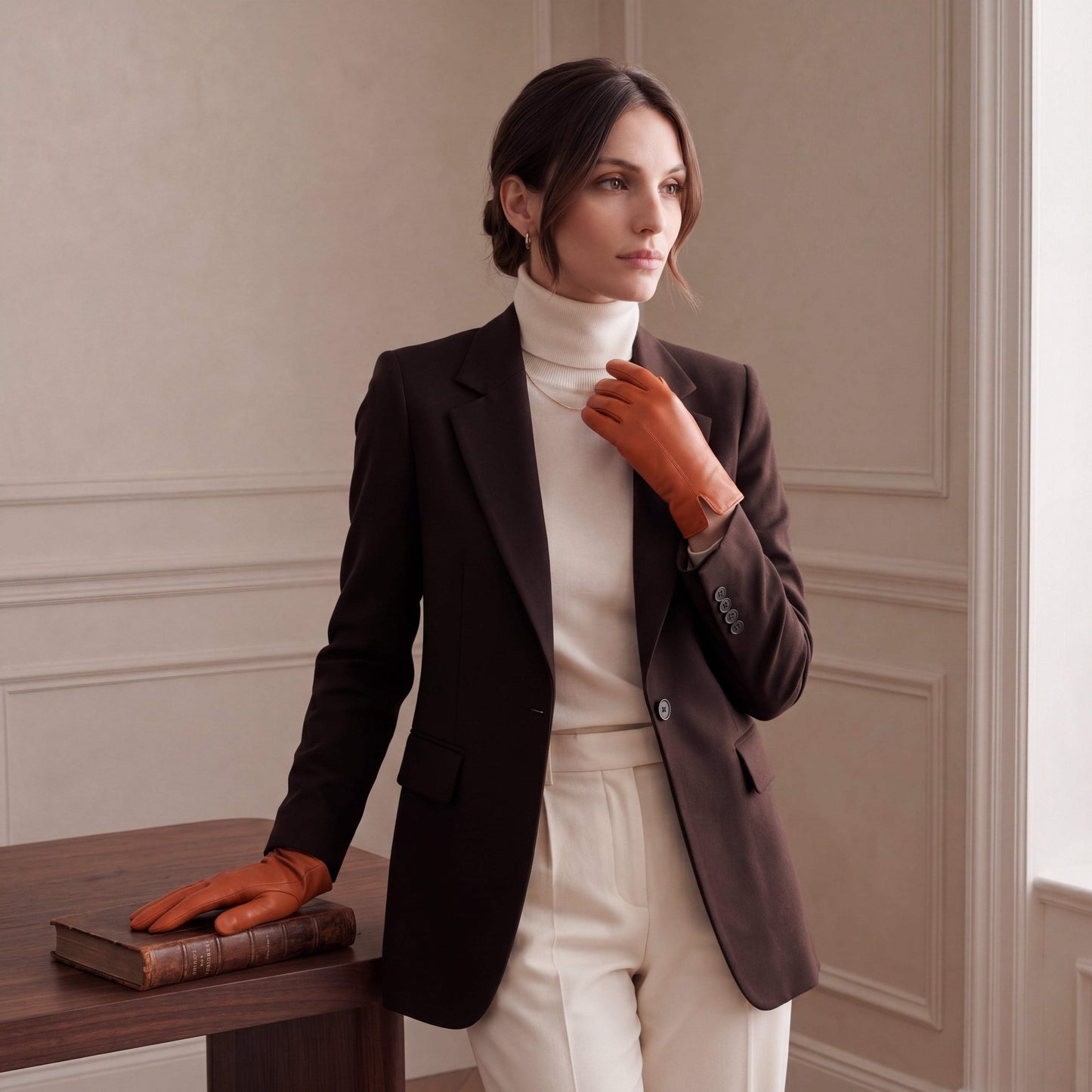P2666 (orange) – Women’s unlined Italian lambskin leather dress gloves