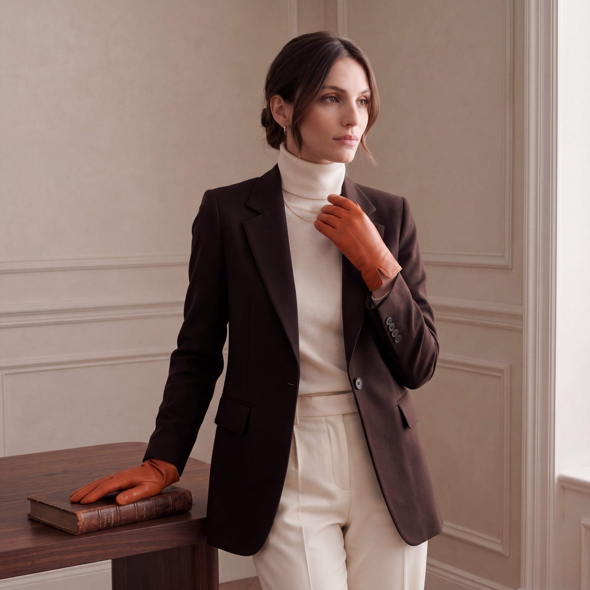 P2666 (orange) – Women’s unlined Italian lambskin leather dress gloves