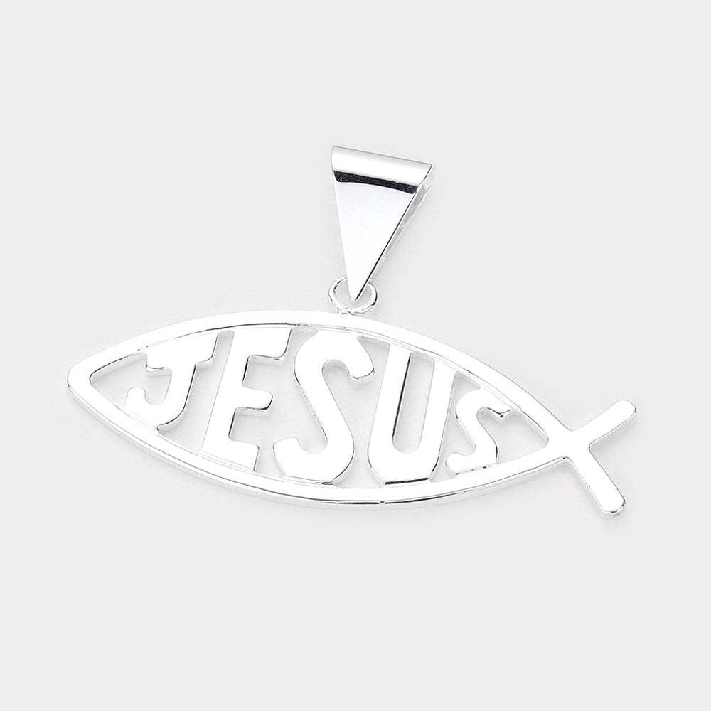 JESUS Message Metal Ichthys Pendant - Madeline Love - Flyclothing LLC