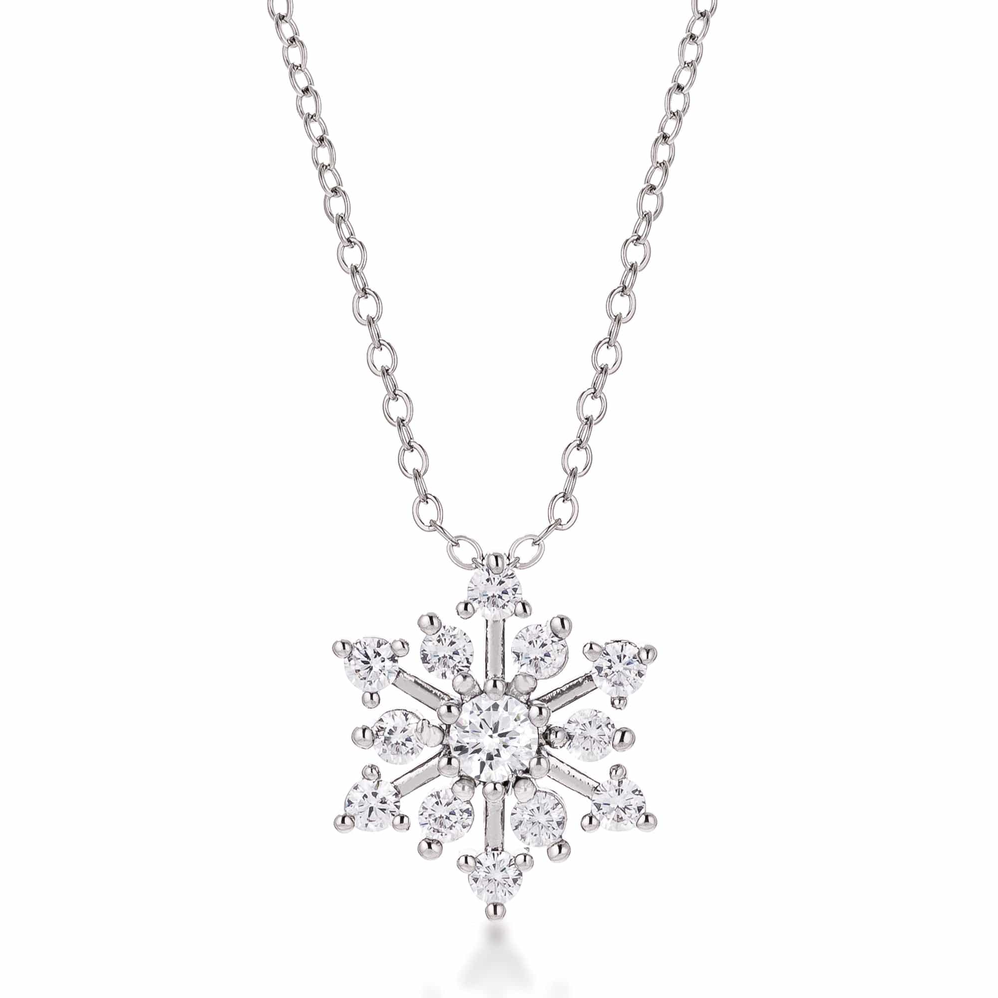 Contemporary CZ Snowflake Necklace - JGI