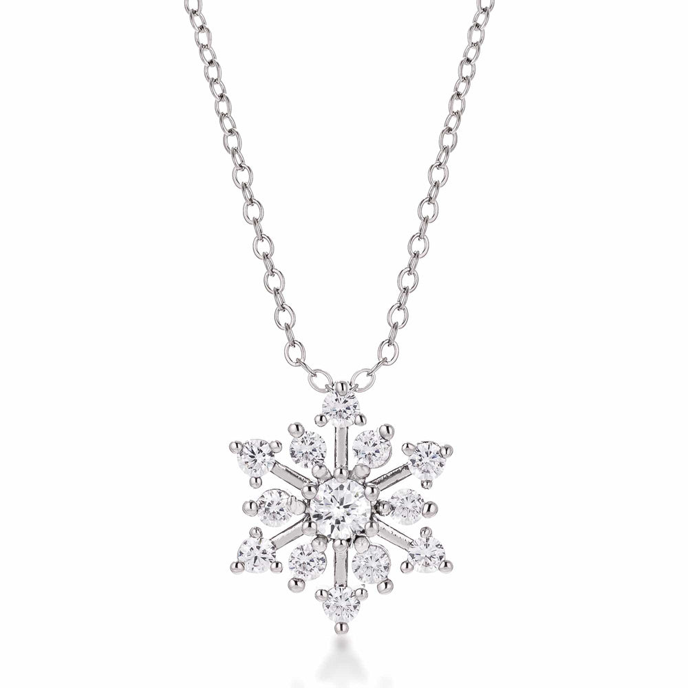 Contemporary CZ Snowflake Necklace - JGI