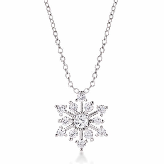 Contemporary CZ Snowflake Necklace - JGI