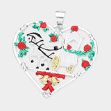 Metal Carriage Christmas Jingle Bell Accented Heart Pendant - Madeline Love - Flyclothing LLC