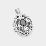 CZ Oval Accented Filigree Metal Locket Pendant - Madeline Love - Flyclothing LLC