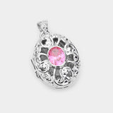 CZ Oval Accented Filigree Metal Locket Pendant - Madeline Love - Flyclothing LLC