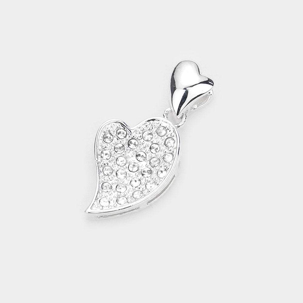 Rhinestone Paved Metal Heart Pendant - Madeline Love - Flyclothing LLC