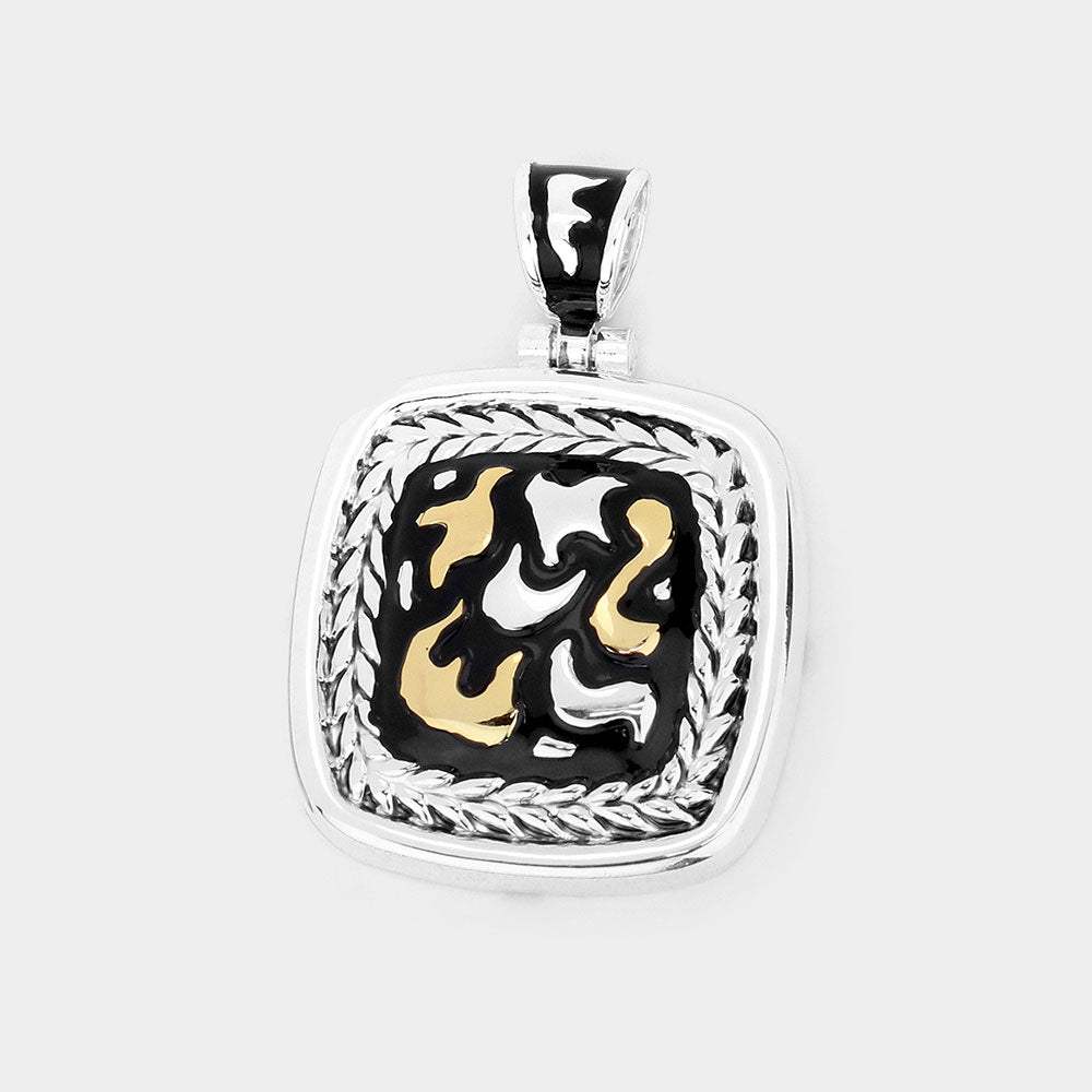 Patterned Metal Square Pendant - Madeline Love - Flyclothing LLC