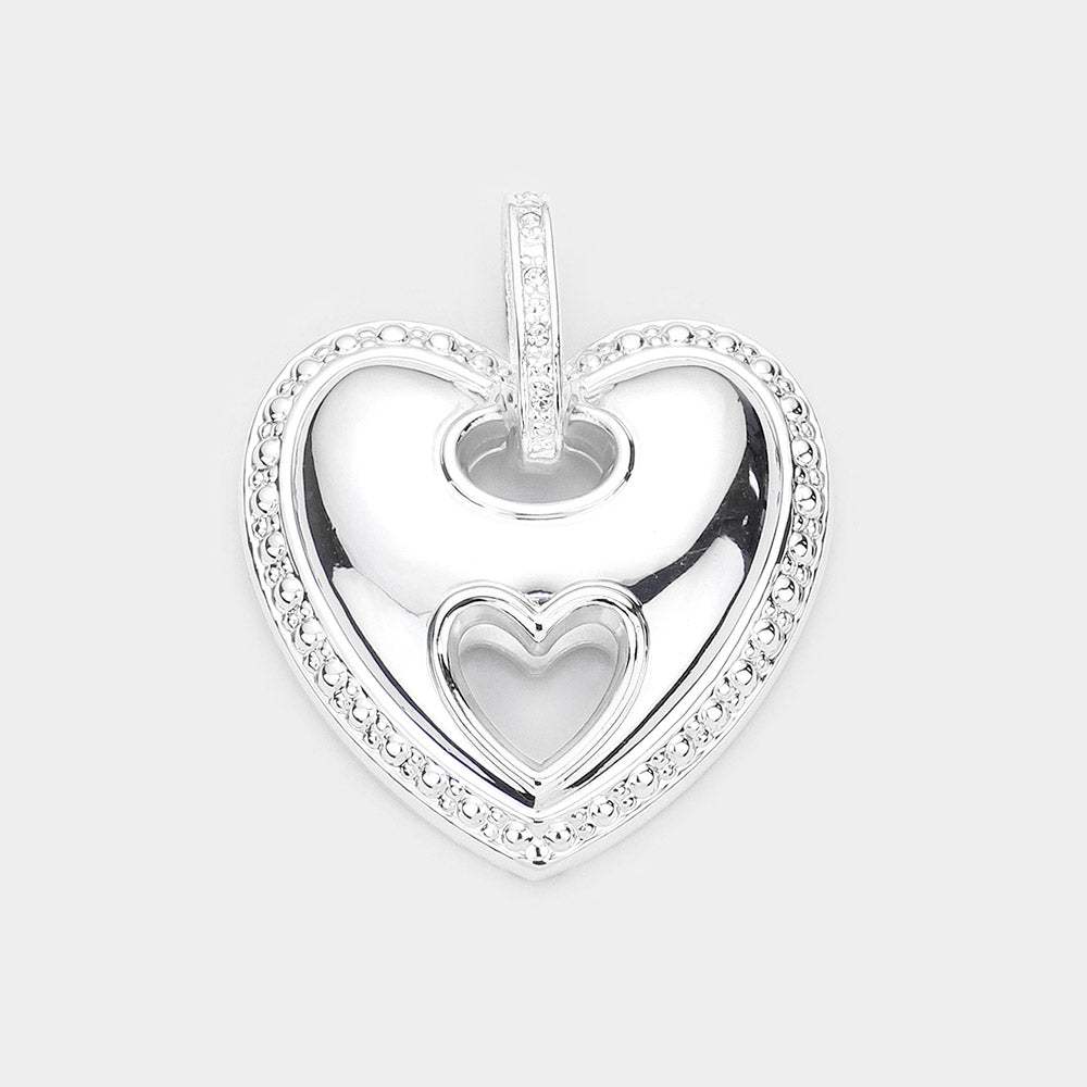 Rhinestone Embellished Metal Heart Pendant - Madeline Love - Flyclothing LLC