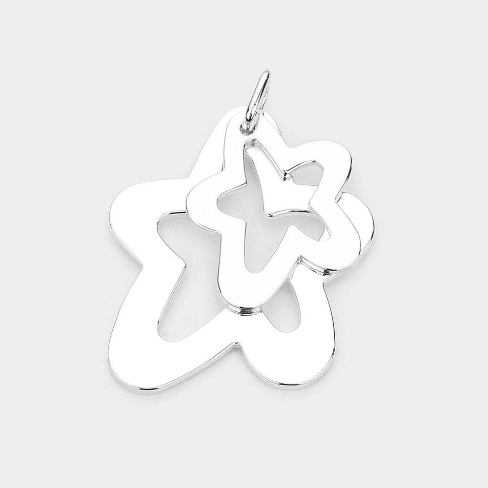 Double Open Metal Star Layered Pendant - Madeline Love - Flyclothing LLC