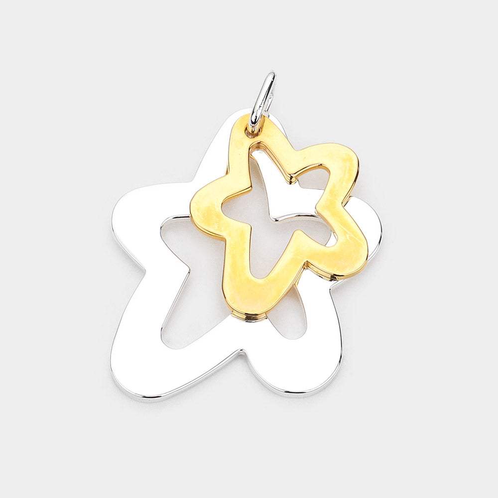 Double Open Metal Star Layered Pendant - Madeline Love - Flyclothing LLC