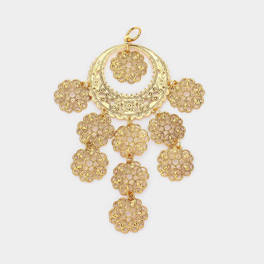 Antique Detailed Metal Link Pendant - Madeline Love - Flyclothing LLC