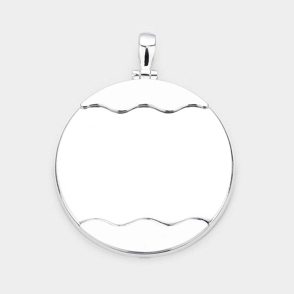 Wave Detailed Metal Round Pendant - Madeline Love - Flyclothing LLC
