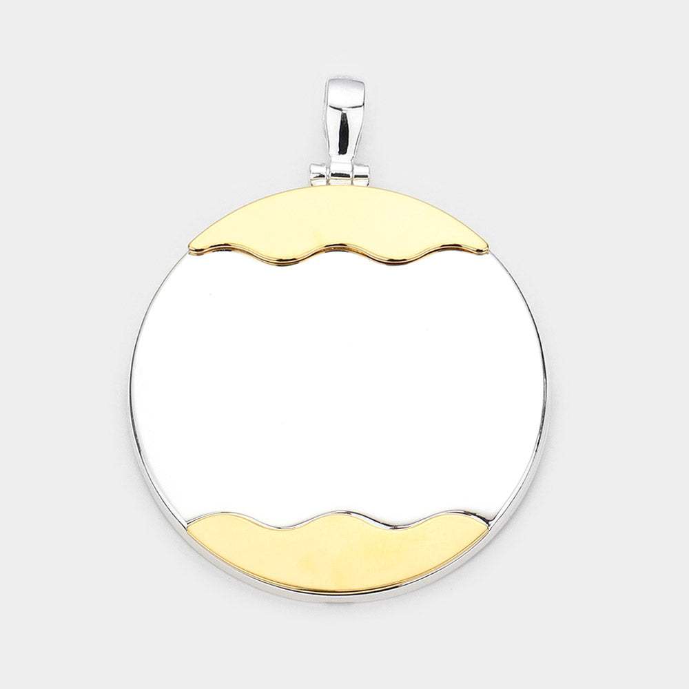 Wave Detailed Metal Round Pendant - Madeline Love - Flyclothing LLC