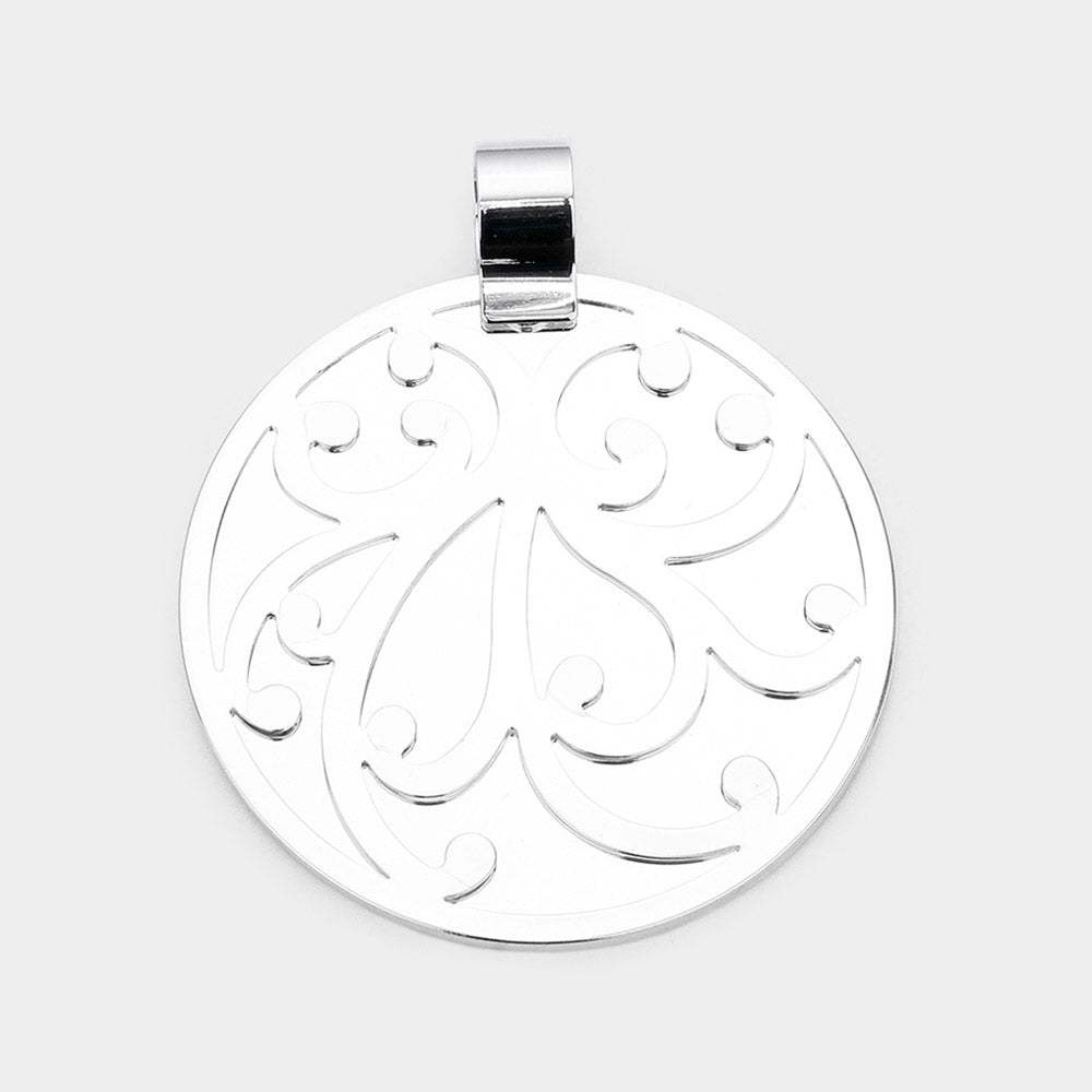 Pattern Detailed Metal Round Layered Pendant - Madeline Love - Flyclothing LLC