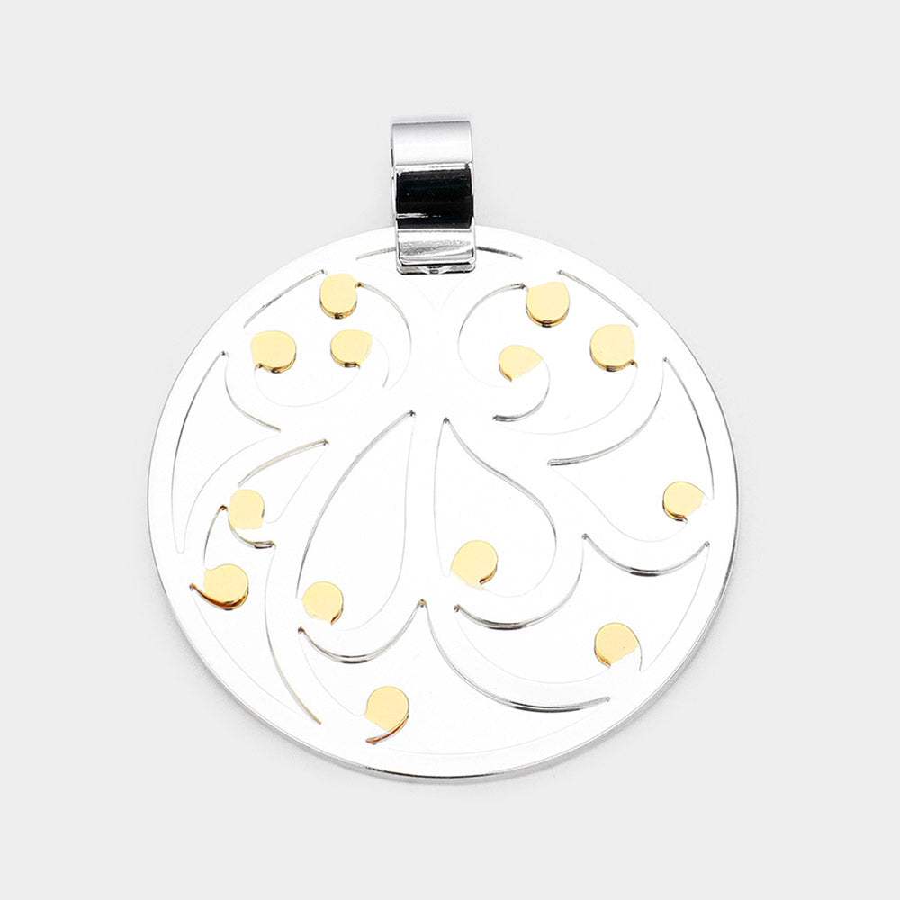 Pattern Detailed Metal Round Layered Pendant - Madeline Love - Flyclothing LLC