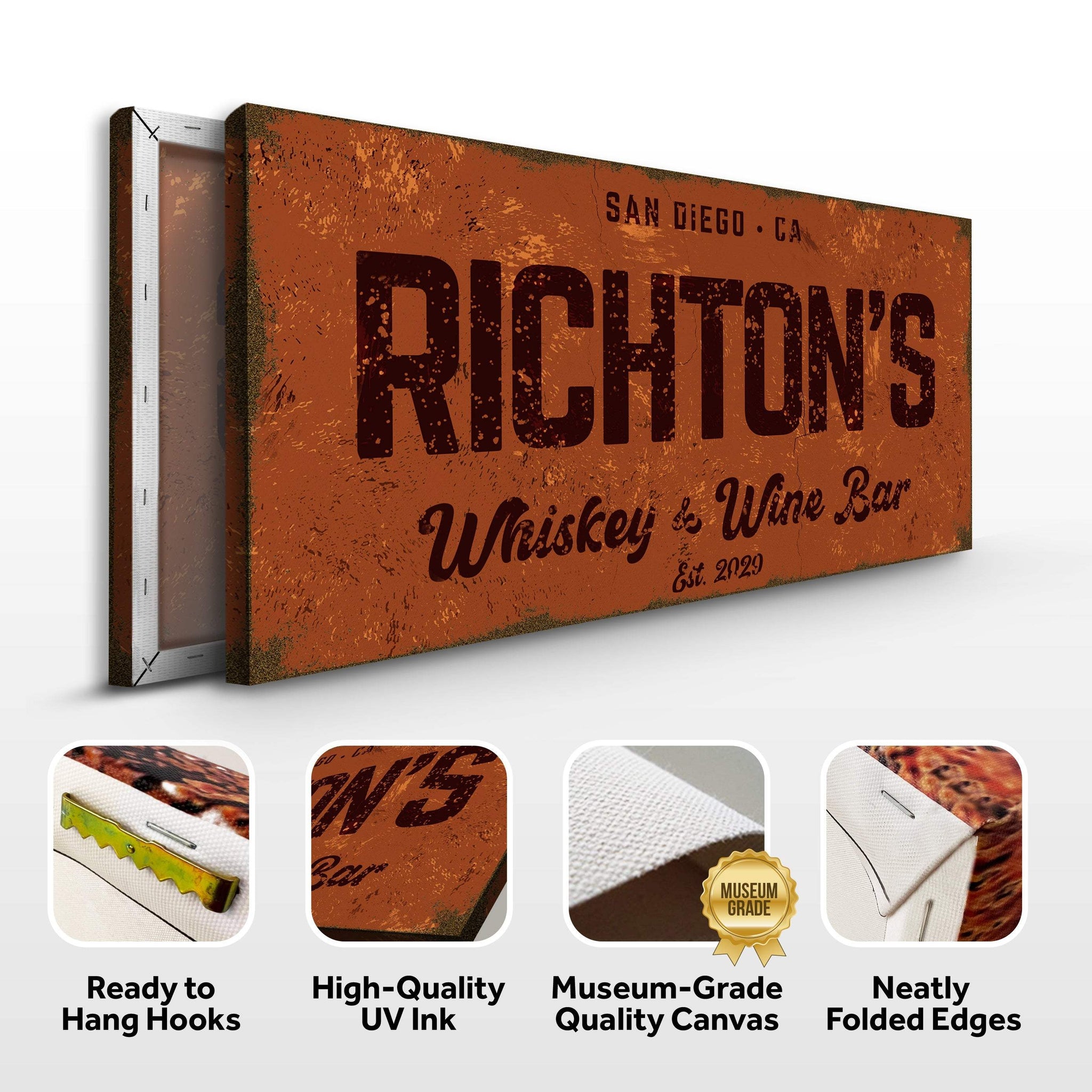 Whiskey And Wine Bar Sign II - Tailored Canvases - Flyclothing LLC