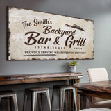 Backyard Bar & Grill Sign XVI - Tailored Canvases - Flyclothing LLC