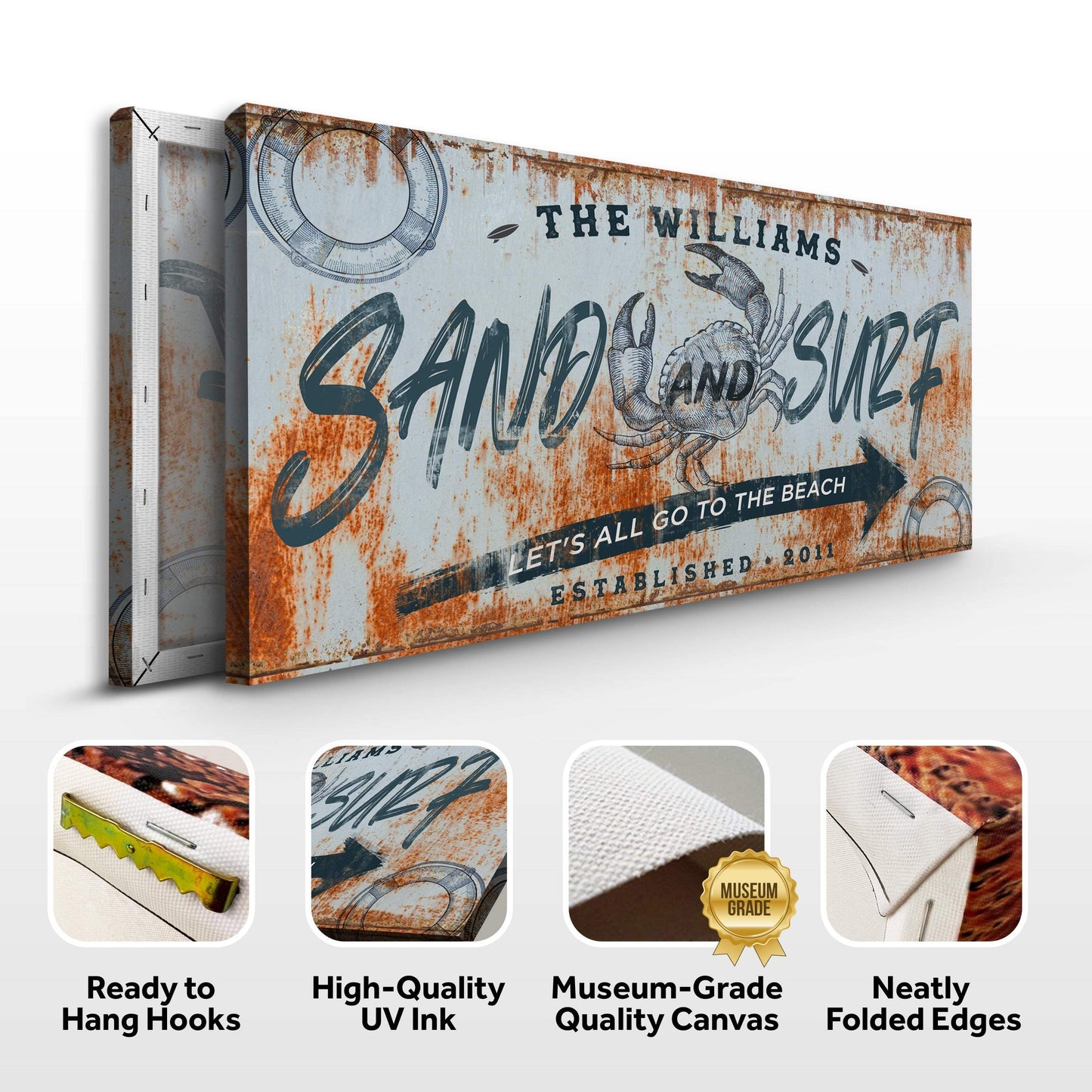 Sand And Surf Sign V - Tailored Canvases - Flyclothing LLC