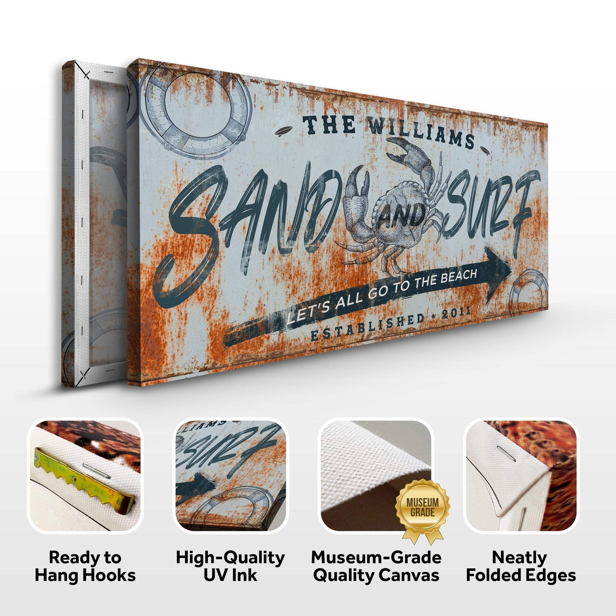 Sand And Surf Sign V - Tailored Canvases - Flyclothing LLC