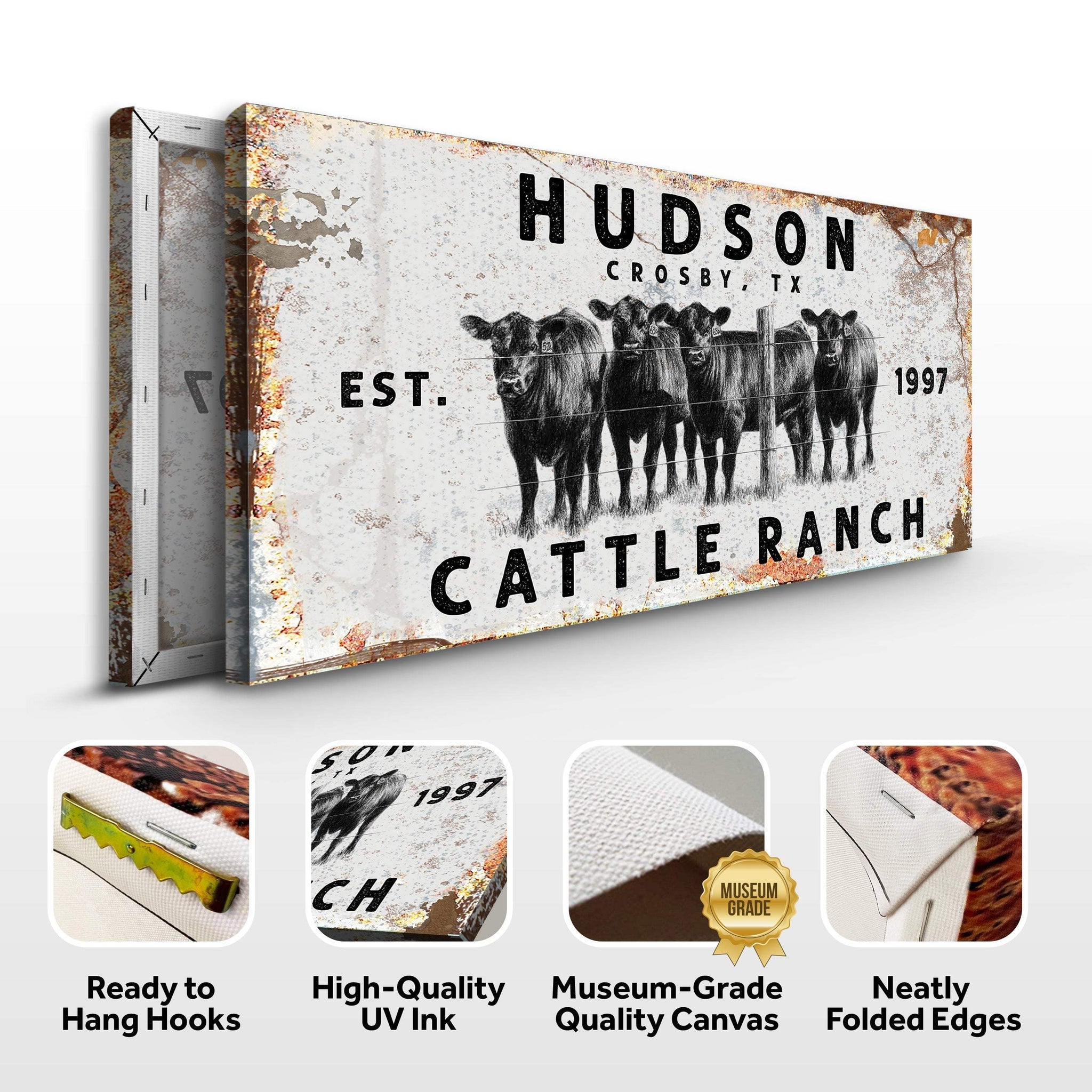 Personalized Cattle Ranch Rustic Sign II - Tailored Canvases - Flyclothing LLC