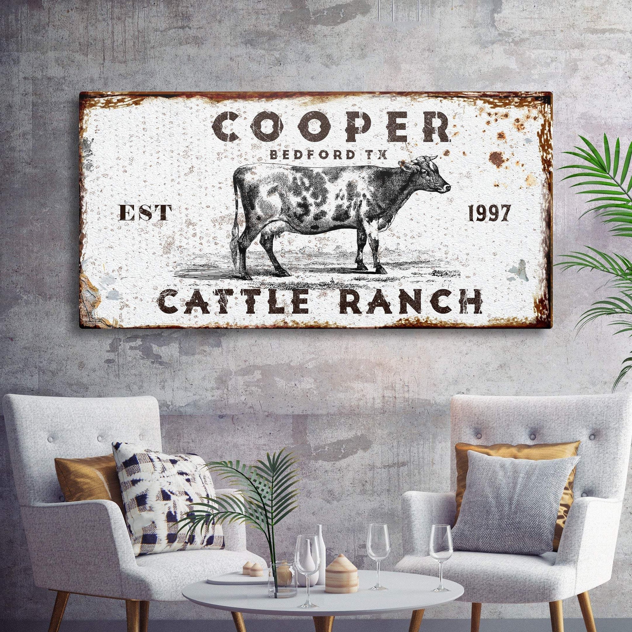 Personalized Cattle Ranch Rustic Sign II - Tailored Canvases - Flyclothing LLC