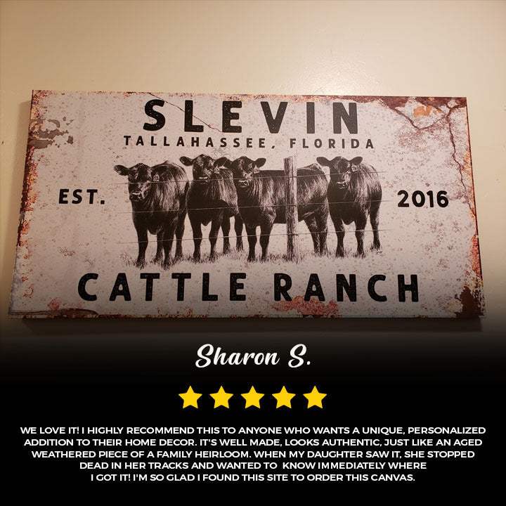 Personalized Cattle Ranch Rustic Sign II - Tailored Canvases - Flyclothing LLC